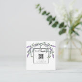 Eleganter Lavender eucalyptus floral QR-Code Begleitkarte (Stehend Vorderseite)