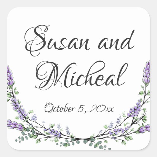 Eleganter Lavender Eukalyptus botanisch Quadratischer Aufkleber (Vorderseite)