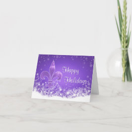 Eleganter Lavender Fleur-de-lis Snowflake Holiday Karte