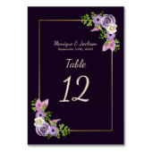 Eleganter Lavender Floral Gold Frame Lila Hochzeit Tischnummer (Rückseite)