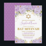 Eleganter Lavender & Gold Floral Bat Mitzvah Einladung<br><div class="desc">Feiern Sie Ihr kleines Mädchen's Bat Mitzvah mit dieser wunderschönen Lavendel und Gold Blumen Einladung! Die Formulierung ist vollständig anpassbar. Wenn Sie gewollt haben,  den Stil,  die Farben oder die Grafiken zu ändern,  klicken Sie einfach auf die Schaltfläche "Weitere Anpassungen anklicken".</div>