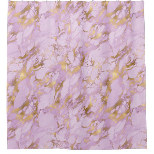 Eleganter Lavender Gold Marble Duschvorhang (Vorderseite)
