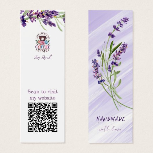 Eleganter Lavender Handmade mit Liebe Product Card (Vorne & Hinten)