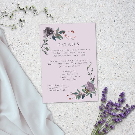 Eleganter Lavender Lila Botanischer Garten Begleitkarte