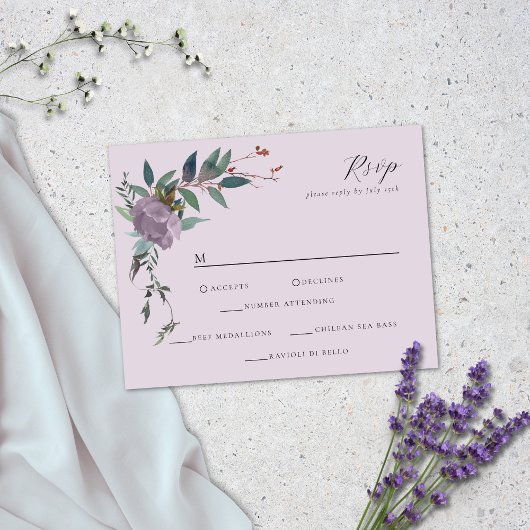 Eleganter Lavender Lila Botanischer Garten RSVP Karte