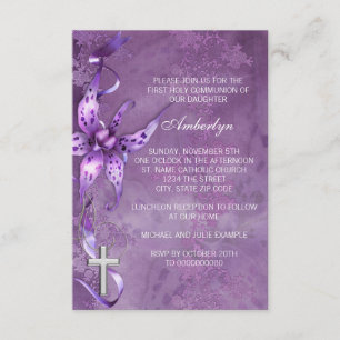 Eleganter Lavender Lila First Communitation Einlad Einladung
