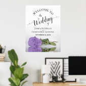Eleganter Lavender Lila Rose Chic Wedding Willkomm Poster (Heimbüro)
