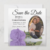 Eleganter Lavender Lila Rose & Oval Foto Hochzeit Save The Date (Vorderseite)