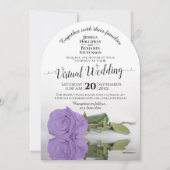 Eleganter Lavender Lila Rose Virtual Wedding Einladung (Vorderseite)
