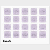 Eleganter Lavender Lila Wedding Classic Quadratischer Aufkleber (Blatt)