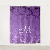 Eleganter Lavender Lila White Monogram Hintergrund Wandteppich (Vorderseite)