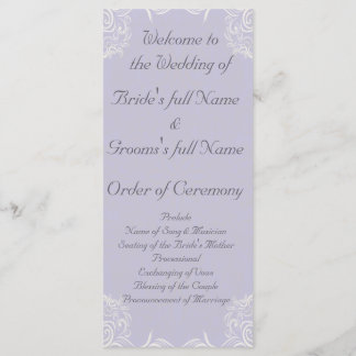 Eleganter Lavender mit White Wirbel Wedding Programm