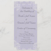 Eleganter Lavender mit White Wirbel Wedding Programm (Vorne/Hinten)