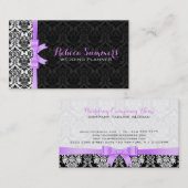 Eleganter Lavender Ribbon Black & White Damasks 2a Visitenkarte (Vorne/Hinten)