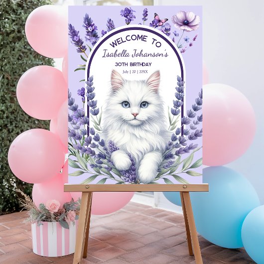 Eleganter Lavender und Katze zum Geburtstag Acrylschild