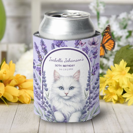Eleganter Lavender und Katze zum Geburtstag Dosenkühler