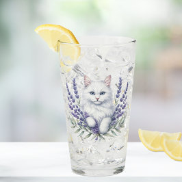 Eleganter Lavender und Katze zum Geburtstag Glas