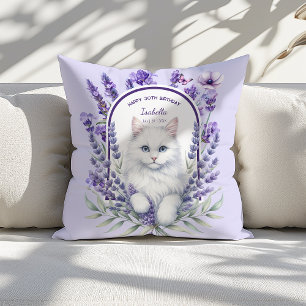 Eleganter Lavender und Katze zum Geburtstag Kissen