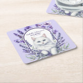 Eleganter Lavender und Katze zum Geburtstag Rechteckiger Pappuntersetzer (angewinkelt)