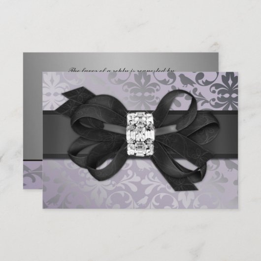 Eleganter Lavender und Silver UAWG mit Bow RSVP Karte (Vorne/Hinten)