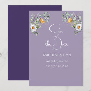 Eleganter Lavender Wasserfarben Save the Date Einladung