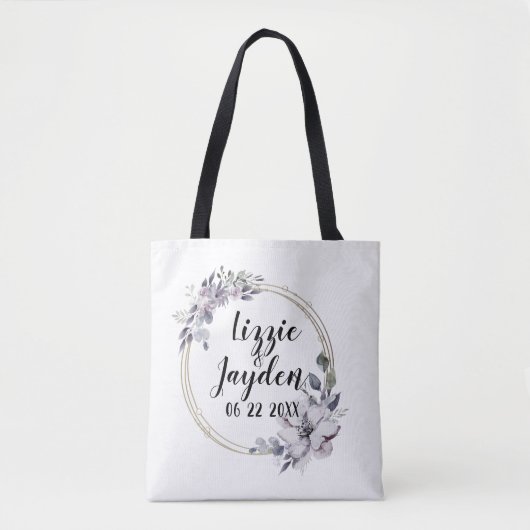 Eleganter Lavender Watercolor Blumenstrauß Tasche (Vorderseite)