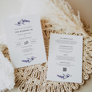 Eleganter Lavender Wedding All in One Einladung