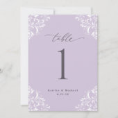 Eleganter Lavender Wedding Tischnummern Cards 12x1 (Vorderseite)