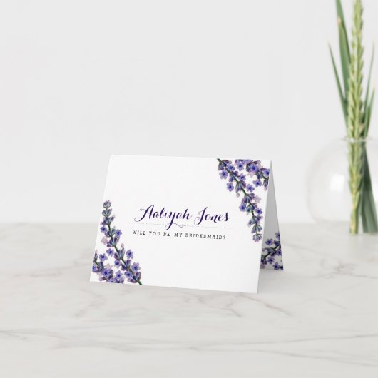 Eleganter Lavender wird meine Bridesmaid-Karte sei Einladung (Vorderseite)