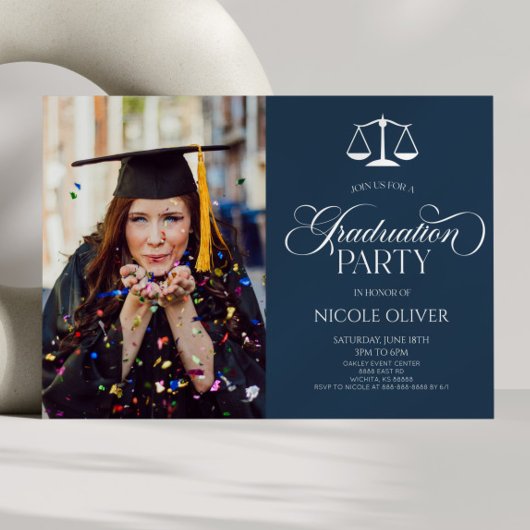 Eleganter Lawyer Scale Custom Picture Abschluss Einladung