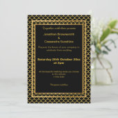 ELEGANTER LAYERED GOLD BLACK MERMAID SCALE PATTERN EINLADUNG (Stehend Vorderseite)