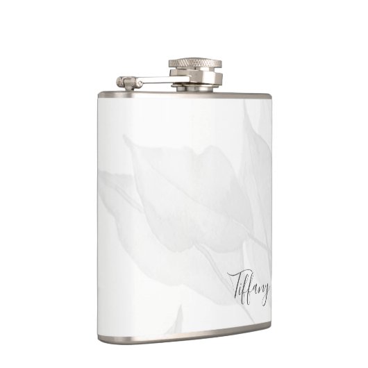 Eleganter Leaf Personalisierter Name Flachmann (Rechts)