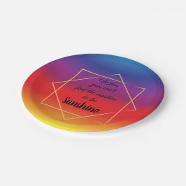 eleganter, lebendiger Sonnenuntergang mit Zitat Pappteller