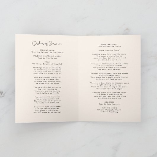 Eleganter Lebensfeiertag Beerdigung Programm (Innenseite)