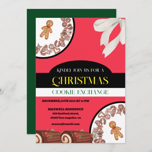 eleganter Lebkuchenaustausch Einladung (Vorne/Hinten)