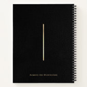 Eleganter Leder Print Black & Gold Monogram Spiral Notizblock (Rückseite)