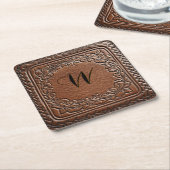 Eleganter Lederlook Western Style Rechteckiger Pappuntersetzer (angewinkelt)