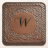 Eleganter Lederlook Western Style Rechteckiger Pappuntersetzer (Vorderseite)