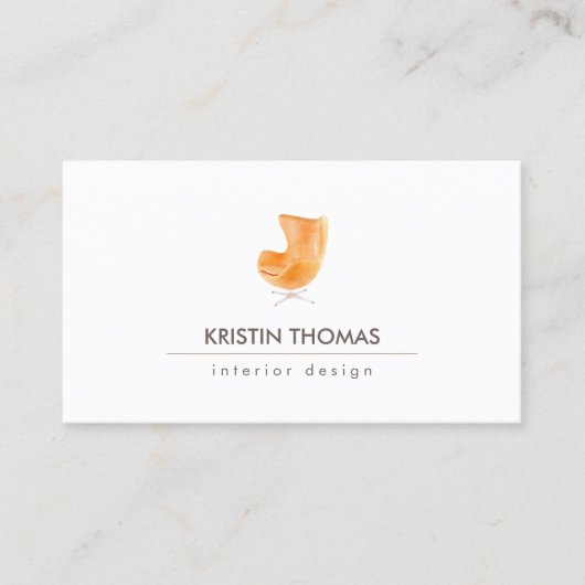 Eleganter Lederstuhl Innenarchitekt Visitenkarte (Vorderseite)