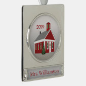 Eleganter Lehrer Principal Banner Personalisiert Banner-Ornament Silber (Rechts)