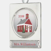 Eleganter Lehrer Principal Banner Personalisiert Banner-Ornament Silber (Links)