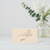 Eleganter leichter Cream & Gold Perched Bird Visitenkarte (Stehend Vorderseite)