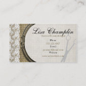 eleganter Leinwand- und Spitzehaar-Stylist Visitenkarte (Rückseite)