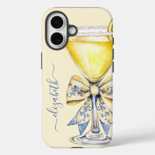 Eleganter Lemon Drop Martini Monogramm iPhone 16 Hülle