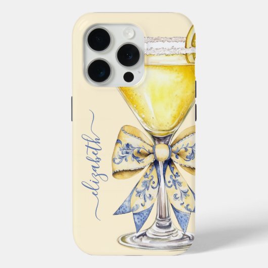 Eleganter Lemon Drop Martini Monogramm Case-Mate iPhone Hülle (Rückseite)