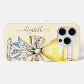 Eleganter Lemon Drop Martini Monogramm Case-Mate iPhone Hülle (Rückseite (Horizontal))