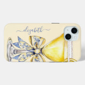 Eleganter Lemon Drop Martini Monogramm Case-Mate iPhone Hülle (Rückseite (Horizontal))