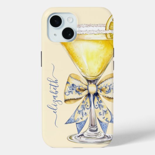 Eleganter Lemon Drop Martini Monogramm Case-Mate iPhone Hülle (Rückseite)