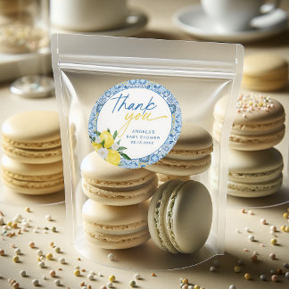 Eleganter Lemon Mediterrane Babyduschenaufkleber Runder Aufkleber