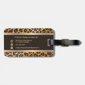 Eleganter Leopard Animal Print Brown & Gold Streif Gepäckanhänger (Rückseite horizontal)